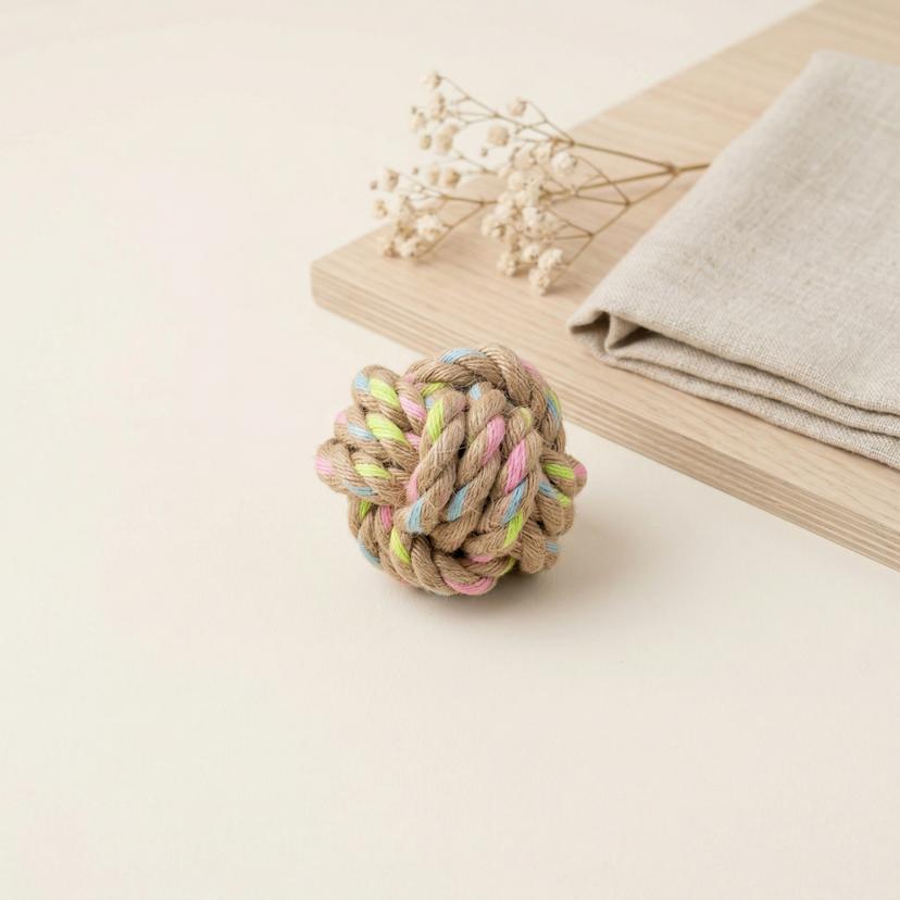 Small Rainbow Natural Hemp Rope Ball