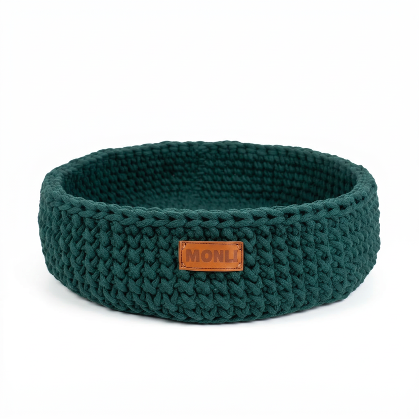 Handcrafted Cotton Pet Bed | Green