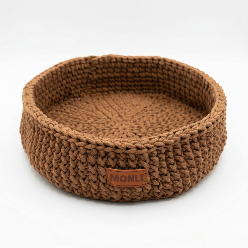 Handcrafted Cotton Pet Bed | Brown