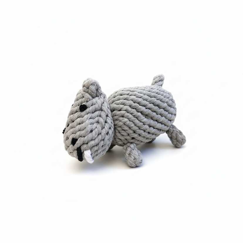 Large Gray Hippo Dog Rope Toys